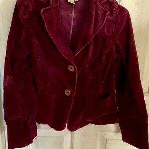 Studio M corduroy maroon jacket with puffy sleeves vintage y2k s10